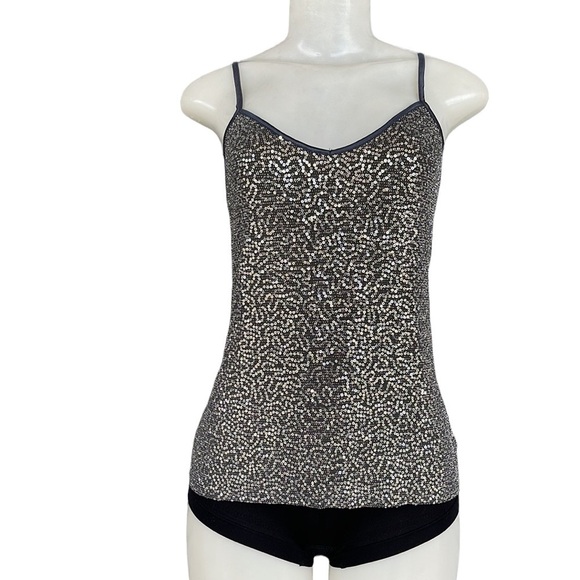 Express Sequence Glitter Silver Tank Size M - Picture 1 of 8